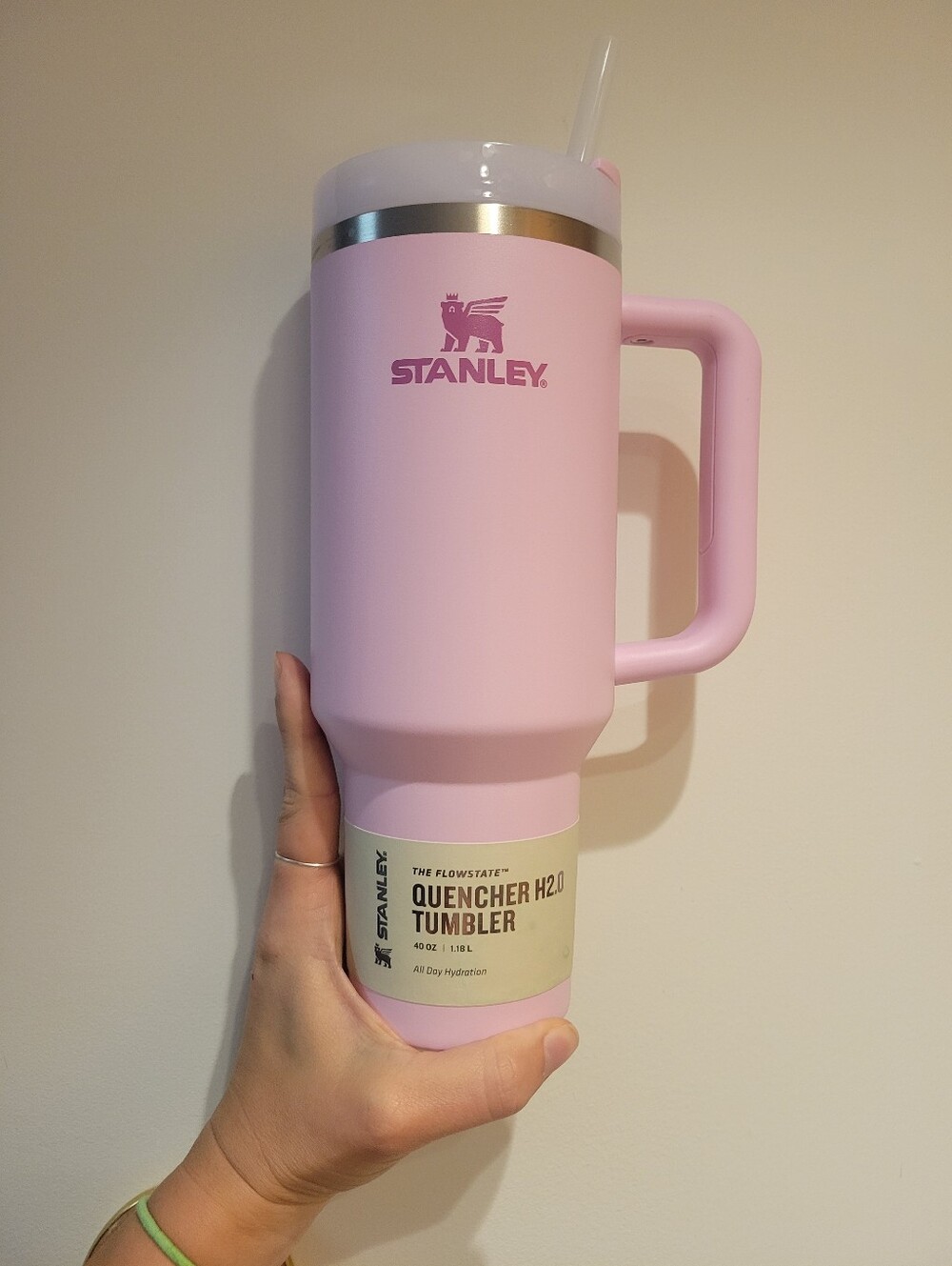 Stanley Pink Quencher H2.0 Tumbler with Handle and Straw